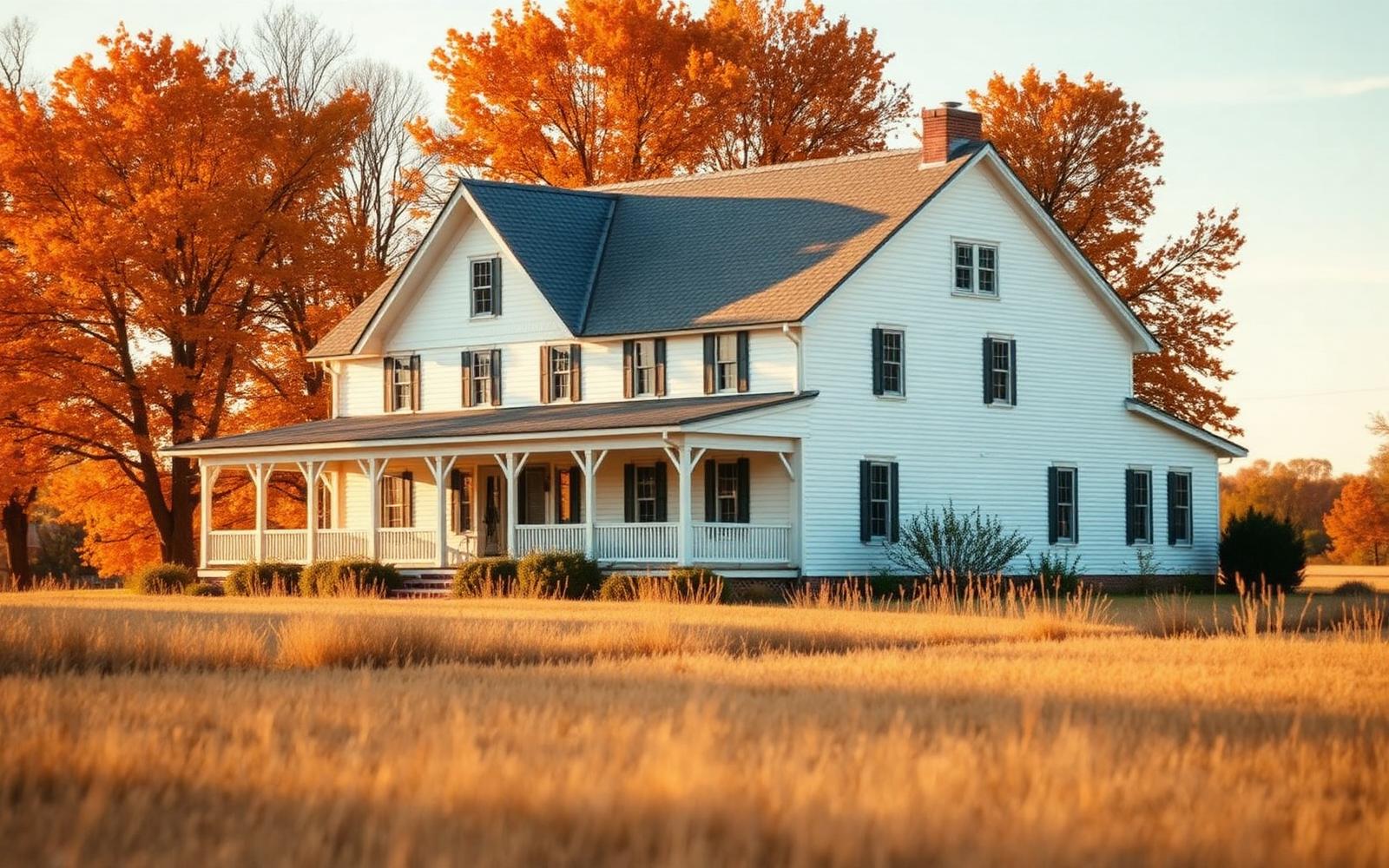 The White House farm at autumn dusk